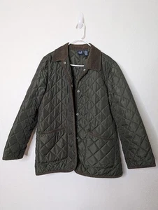Gap Jacket Womens Large Green Barn Chore Quilted Field Coat Jacket Corduroy - Picture 1 of 6