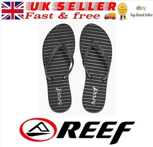 Reef Ladies Flip Flops Stargazer Prints Sandal Black Stripes BNWT FREE CARRIAGE - Picture 1 of 8