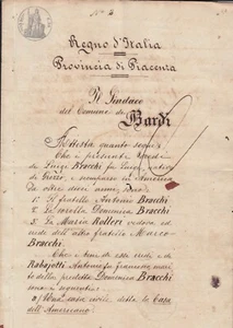 E1242 ITALY ITALIA SEALLED PAPER 1837 C.50 REVENUE WITH STAMPS - Picture 1 of 6