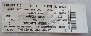 TYLER NEVIN AUTOGRAPHED NORFOLK TIDES 9/2/21 TICKET STUB ORIOLES PROSPECT - Picture 1 of 2