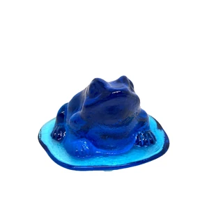 Vintage Viking Glass Paperweight Frog Toad Art Glass Colbalt Blue - Picture 1 of 16