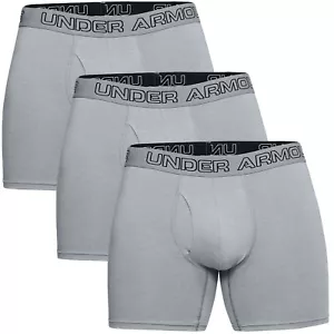 Three Pack Men's UA Under Armour Stretch Charged Cotton Jock Boxer Briefs New - Picture 1 of 5