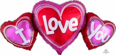 Globo I LOVE YOU Heart Trio - 32" Anagrama San Valentín Lámina Globo Día de la Madre  Foto 1 de 3