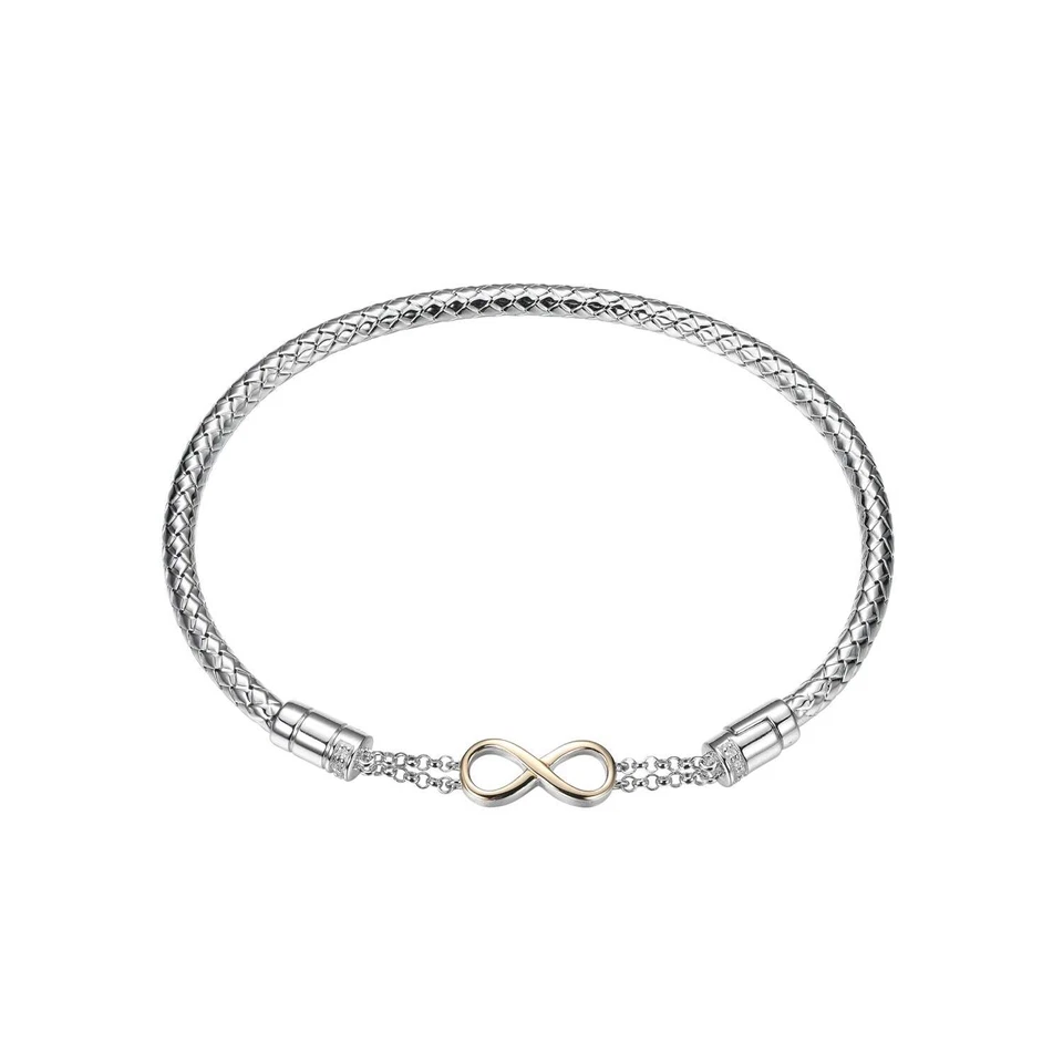 Brazalete infinito Charles Garnier de plata de ley y oro amarillo de 14 k de 6,75" Foto 1 de 1