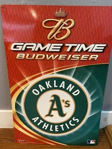 BUDWEISER Beer Sign Oakland Athletics A’s Baseball Jersey MLB Rare Vintage 2001 - Picture 1 of 5