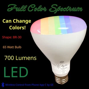 5 Color Changing C Bulbs GE BR30 LED Spectrum Bluetooth Smart Flood Light L-09 - Picture 1 of 6