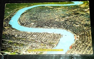 Mississippi River Crescent Overhead 1930 Postcard New Orleans La - Picture 1 of 2