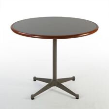 Table de bureau à manger sous contrat Herman Miller Eames grise originale ronde ET108