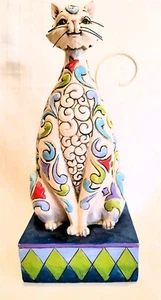 Jim Shore Figurine Green Eyes Windsor the White Cat 2011 Flower Flower Pattern  - Picture 1 of 9