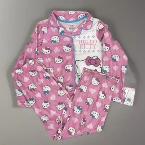 New Hello Kitty Girls 2-Piece Pajama Set Long Sleeve Fleece Size 8 Pink - Picture 1 of 3