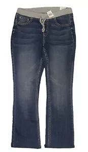 Justice Girls Denim Bootcut Jeans Blue Pull On Elastic Waist Size 12 Plus - Picture 1 of 12