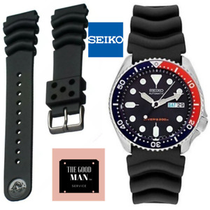 Genuine Seiko Z22 Watch Band Diver SKX171 SKX173 22mm Black Rubber Curved Vent V