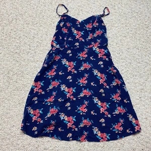 SO Girls Dress sz S Blue Floral Straight Pockets Lightweight Spaghetti Straps - Picture 1 of 10