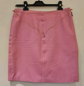Versace Jeans Falda de Cuero Vintage Oro Rosa Medusa Cadena Cinturón 46 UK 14 - Imagen 1 de 20