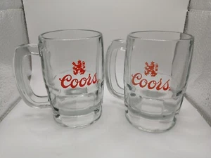 Pair of Vintage 5" Coors Glass Beer Steins Glasses - Picture 1 of 10