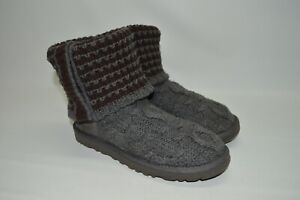 UGG Women Boots Size 5 Knit Sweater Gray Brown Striped Candy knit 100464