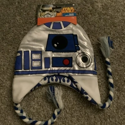 Nuevo NUEVO CON ETIQUETAS Disney Star Wars R2D2 Gorro Laponder Sombrero 8+ Foto 1 de 2