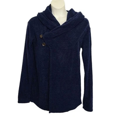 Cárdigan Suéter Sacred Threads Talla Mediana Grande Azul Tejido Asimétrico Foto 1 de 4