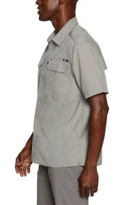Mens Eddie Bauer Short Sleeve Shirt Tech Woven Size Small Grey NEW - Picture 1 of 8