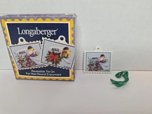 Sello de correo Longaberger corona de Navidad flores púrpuras cesta reversible atado - Imagen 1 de 5