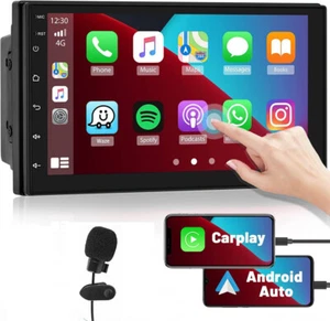 7" Double 2 Din Car Stereo Radio Apple Carplay Andriod Auto Touch Screen BT - Picture 1 of 16