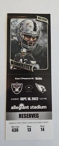 Arizona Cardinals Las Vegas Raiders Ticket Stub 9/18/22 Ronnie Lott Seat 14 HOF - Picture 1 of 2