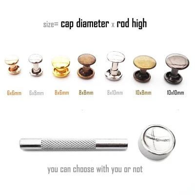 50set Borsa Cintura Pelle Alta Qualità Metallo Doppio Tappo Rotondo Rivetto Spike Stud Tool - Immagine 1 di 4