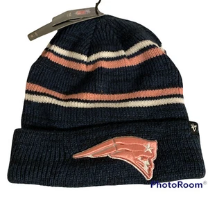 Gorro para mujer New England Patriots a rayas gorra tejida marca 47 azul marino y rosa - Imagen 1 de 3