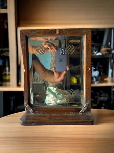 Antique Hand crafted Belgium Glass Mirror Old Wooden Frame wall Hanging Mirror - Picture 1 of 4