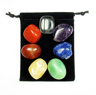 7 Stone CHAKRA HEALING Tumbled Crystal Set (C2) with 8 page Instruction Booklet