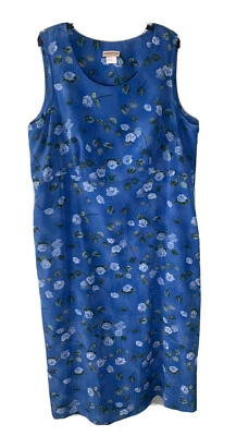 Vestido para mujer Expressions 22W sin mangas azul floral entrecruzado con cordones trasero Foto 1 de 4