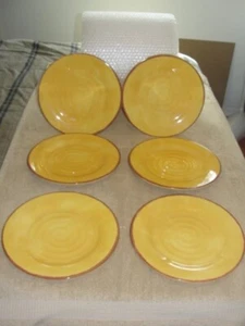 HOME Melamine Maroon Mustard Melamine 10 1/2"d Dinner Plates Set of 6 - Picture 1 of 4