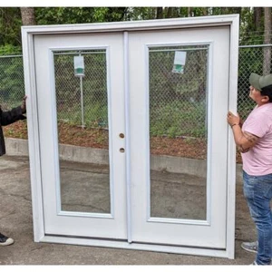 6/0 x 6/8 or 72"x 80" Smooth Fiberglass LH French Patio Double Door - Picture 1 of 1