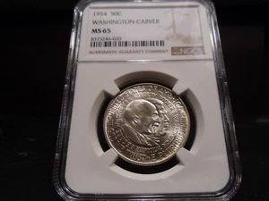 1954 MS65 Washington-Carver Silver Commemorative NGC Certified Gem - Blast White - Picture 1 of 8