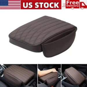 Universal Sedan Center Console Cover Leather Car Arm Rest Pad with Storage Bag - Picture 1 of 11
