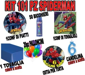 KIT SPIDERMAN 101pezzi TAVOLA ADDOBBI festa COMPLEANNO PIATTI OSTIA marvel ragno - Imagen 1 de 1