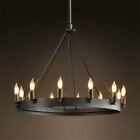 Industrial Iron Round Candle Led Chandelier Retro Rustic Pendant Light Fixture