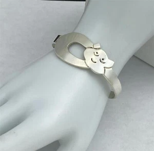 Vintage Taxco Mexico 925 Sterling Silver Cat Cuff Bracelet - small - Picture 1 of 6