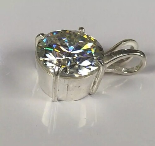 OFF WHITE RARO ciondolo solitario con diamanti trattati bianco sporco certificato 6 50 ct in argento 925