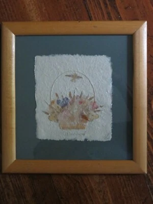 Vintage Pressed Wild Flowers Picture Signed Interia Dated 1995 Recycled Paper - Image 1 of 4