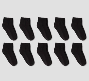 10 Pack Cat And Jack Cushioned Sole Ankle Socks Small Shoe Sz 51/2 - 81/2 Black - Picture 1 of 5