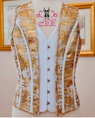 Hombres Corsé Chaleco Acero Deshuesado Lujo Corsé Chaleco, Boda y Fiesta Corsé Chaleco EE. UU. Foto 1 de 4