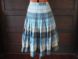 VTG 50s Pendleton Turnabout Blue Reversible 100% Wool Plaid Schoolgirl Skirt XS - Picture 1 of 16