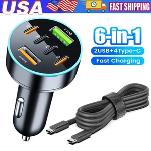 Fast Car Charger USB Cigarette Lighter Socket 6 Port For Google Pixel 9 8 Pro 7a - Picture 1 of 14