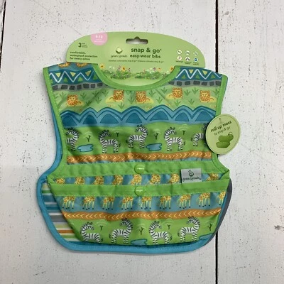 Pack de 3 baberos Green Sprouts Snap & Go fáciles de usar 9-18 meses Foto 1 de 4