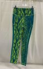 Fila Women Green/Lime Green Forza Contrast Animal Print Ankle Leggings - Size XS