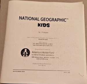 National Geographic Kids - September 2018 (Braille for the Blind) - Bild 1 von 2