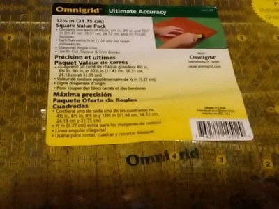 OMNIGRID 12-1/2 INCH SQUARE VALUE PACK 4 COUNT R45125S QUILTING RULERS PATCHWORK - Image 1 of 4