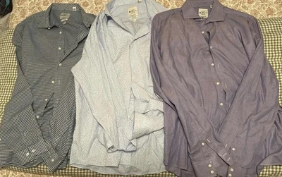 Camisa de vestir Ben Sherman para hombre 17,5 36/37 azul a cuadros a rayas lote 3 Foto 1 de 4