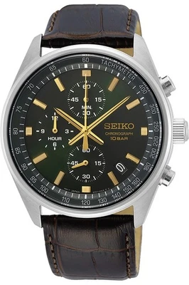 New Seiko Chronograph Quartz Green Dial Men's Watch SSB385 - Image 1 of 3
